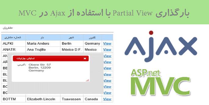 بارگذاری  Partial View با استفاده از Ajax در MVC