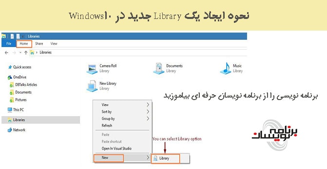نحوه  ایجاد یک Library جدید در Windows10