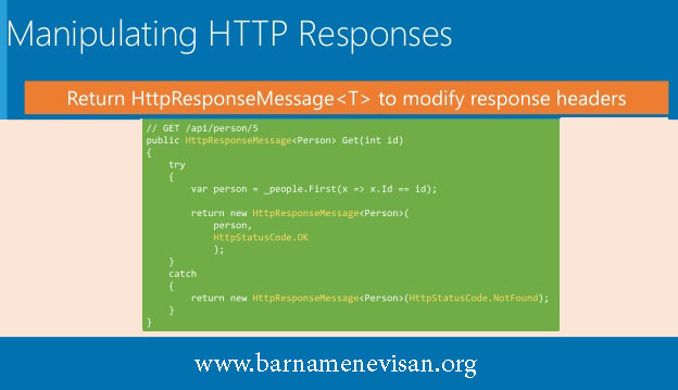 استفاده از HttpResponseMessage در WebAPI