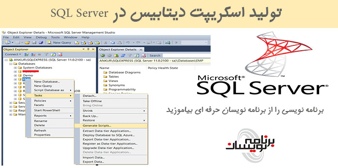  تولید اسکریپت دیتابیس  در SQL Server