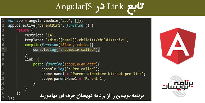 تابع  Link در AngularJS