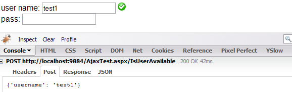 بررسی وجود نام کاربر با استفاده از jQuery Ajax در ASP.Net