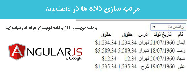 مرتب سازی داده ها در AngularJS