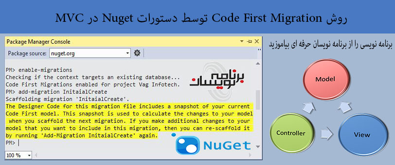 روش Code First Migration توسط دستورات Nuget در MVC