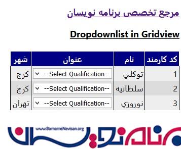 استفاده از DropDownlist در GridView توسط #C